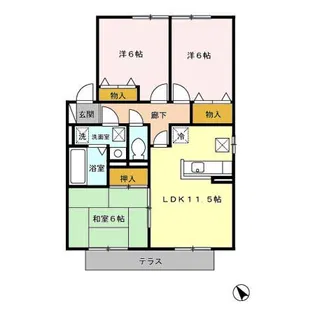 ルネッサンス大里 A棟【1階】の間取り