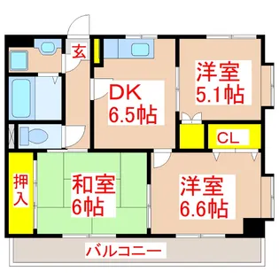 ファインビュー東台【1階】の間取り