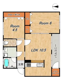 長岡天神ハイツ14棟【5階】の間取り