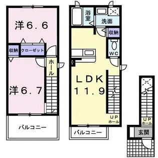 アンソレイエS【2階】の間取り