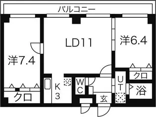 北海道札幌市白石区南郷通15丁目南【マンション】の間取り
