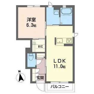 1LDKの間取り画像