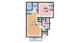 ビューリバー福原【1階】の間取り