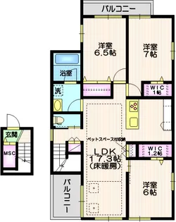 グラース玉川台 Nord【2階】の間取り