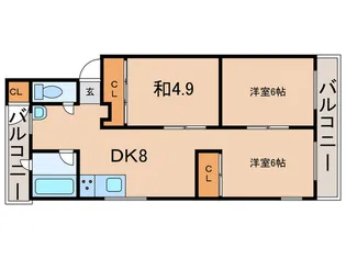 芦屋マンション【2階】の間取り