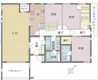 マジェス元麻布ガーデンズD棟【3階】の間取り