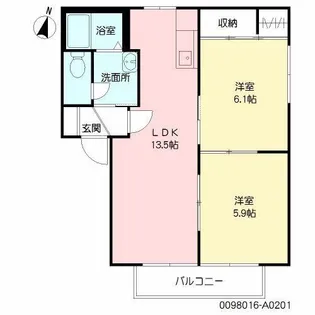 フレンドリー城南 A棟 A【2階】の間取り