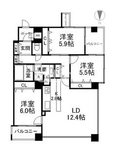 シンフォニー嵯峨嵐山【4階】の間取り