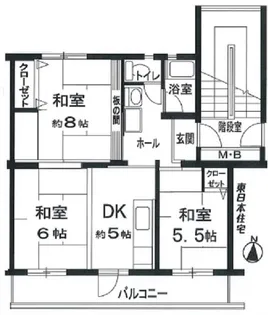 成田第一分譲住宅 13号棟【4階】の間取り