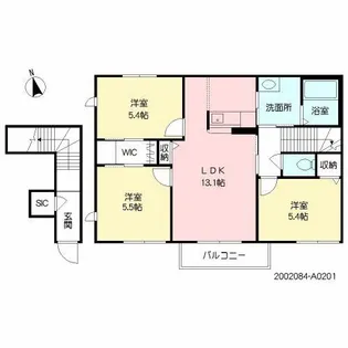 グランエバー N棟【2階】の間取り