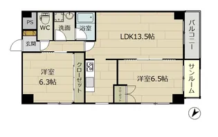 リバ-サイド豆田【8階】の間取り