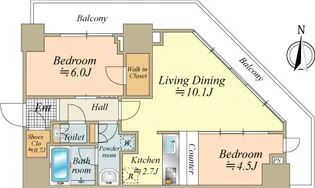 勝どきビュータワー【10階】の間取り