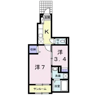 ヴィラージュ ルミエールII【1階】の間取り