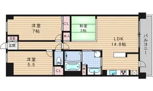 ウィズなんば【2階】の間取り