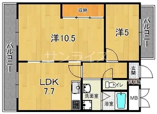 アーバン北田【5階】の間取り