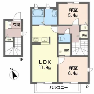 シャーメゾン際波 C棟【2階】の間取り
