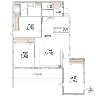 グランソレイユ三鷹【3階】の間取り