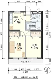 メゾンドシャルマン岩切【1階】の間取り