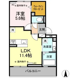 D room新木曽川 A【2階】の間取り