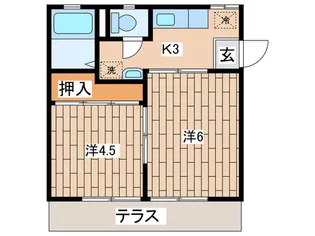 ケ-エスハイツ【1階】の間取り