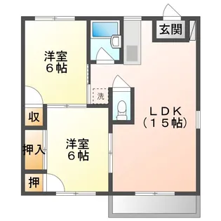 サニーハイツC【1階】の間取り