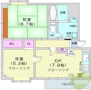 SDハイツ古城B棟【2階】の間取り