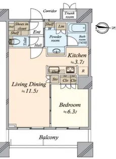パークタワーグランスカイ【18階】の間取り