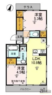 埼玉県所沢市大字上安松【アパート】の間取り