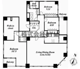 東京都千代田区一番町【マンション】の間取り