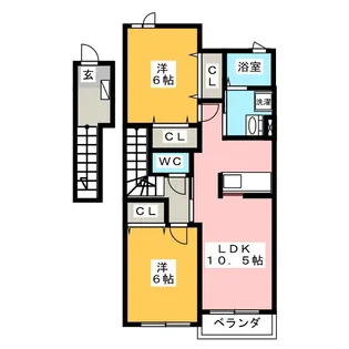 カーサ・イリーデ B【2階】の間取り