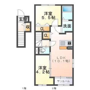 久居相川町 賃貸アパートII【2階】の間取り