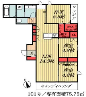 ドエル下総中山【1階】の間取り