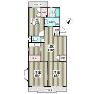 大津ケ丘ハイツ【3階】の間取り