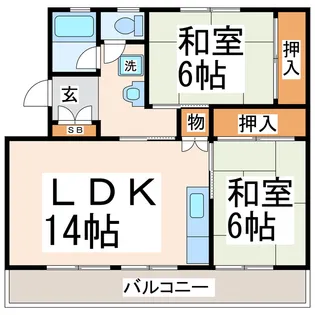 コーポ銀杏健軍【4階】の間取り