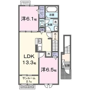 テラス西七日町【2階】の間取り