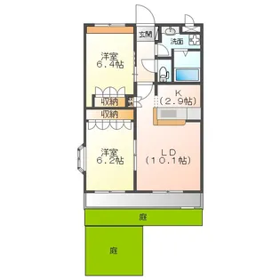 グランディール壱番館【1階】の間取り