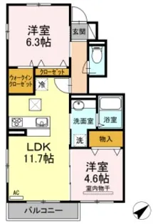 ヴィラつぼい【1階】の間取り
