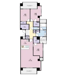 グランコート常三島【8階】の間取り