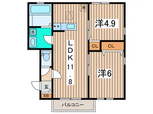 仮)チェリーハイム4【1階】の間取り
