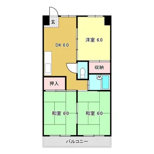 第13つくもコーポ【6階】の間取り