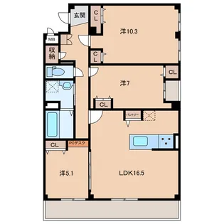 エスケイブランドハイム【2階】の間取り