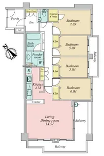 コートヒルズ横濱山手 サウス棟【3階】の間取り