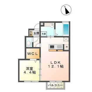 ジーウィズダム B棟【1階】の間取り