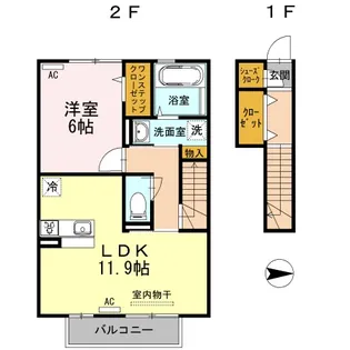 フィオーレ沖浜【2階】の間取り