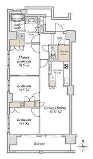 神奈川県川崎市中原区中丸子【マンション】の間取り