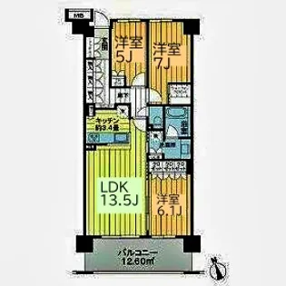 横濱山手テラス 弐番館【2階】の間取り