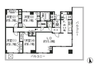 成城ストリームハイツ【5階】の間取り