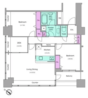 レジディアタワー上池袋(タワー棟)【15階】の間取り