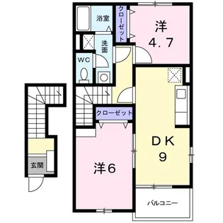 ハーヴェスト B【2階】の間取り