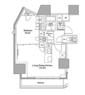 ザ パークハビオ麻布十番【8階】の間取り